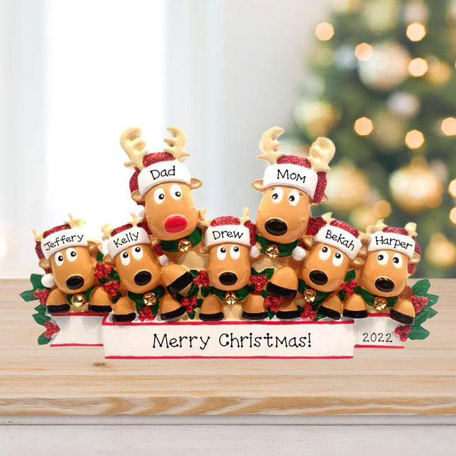 christmas reindeer family of 7 tabletop created by ORNAMENT SHOP