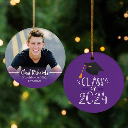 Class of 2025 with Black Tassle Graduation Photo Christmas Ornament - DESIGN - Purple created by ORNAMENT SHOP