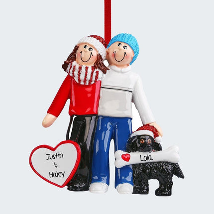Couple with Dog Christmas Ornament - DOG - Black Dog created by RUDOLPH AND ME and designed by Ornament Shop