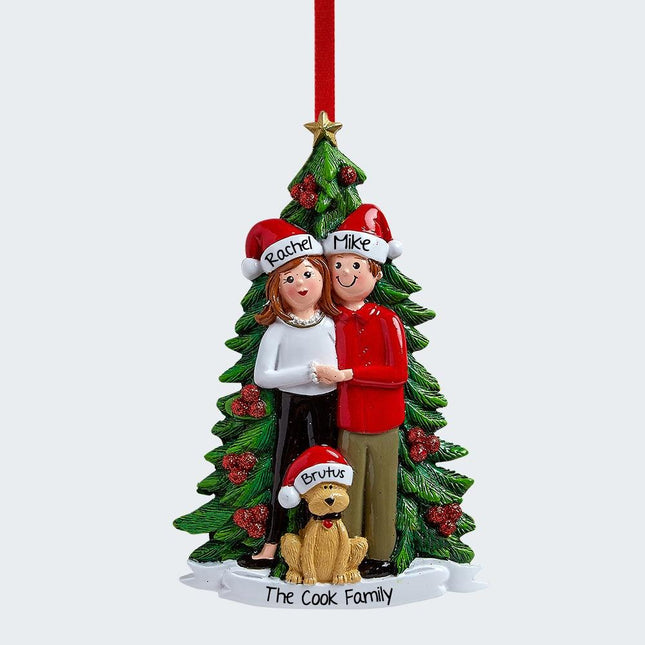 holiday personalized couple with dog christmas ornament – Christmas ornament, holiday tree decoration or gift