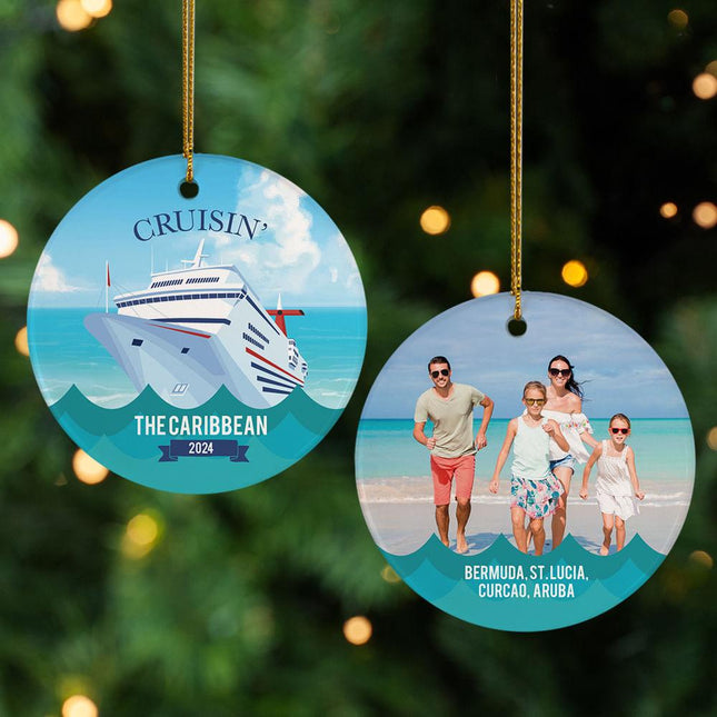 Cruise Travel Photo Christmas Ornament - DESIGN - Blue created by ORNAMENT SHOP