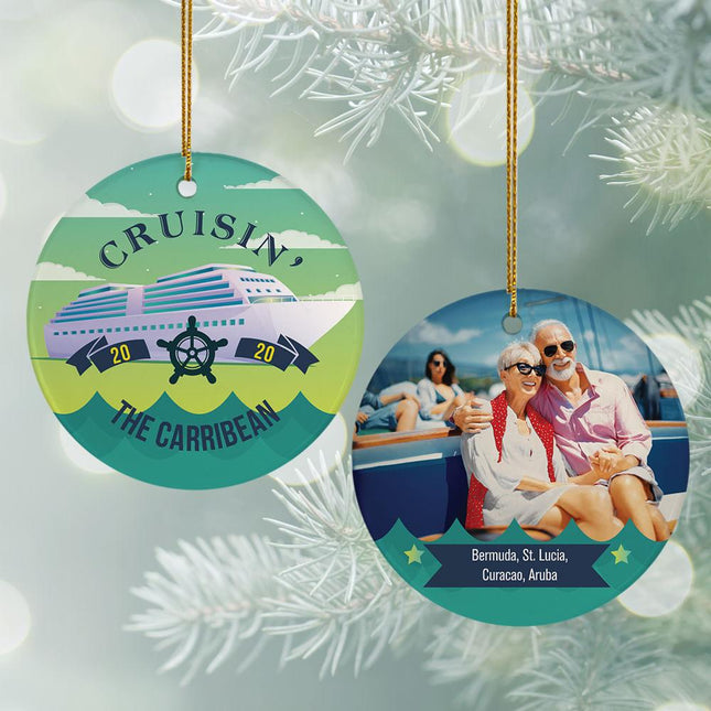 Cruise Travel Photo Christmas Ornament - DESIGN - Green created by ORNAMENT SHOP