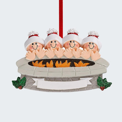 Firepit Family Personalized Christmas Ornament - 3 or 4 Family Members - FAMILY - 4 Family Members created by RUDOLPH AND ME and designed by Ornament Shop