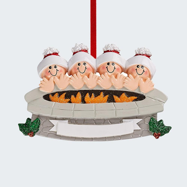 Firepit Family Personalized Christmas Ornament - 3 or 4 Family Members - FAMILY - 4 Family Members created by RUDOLPH AND ME and designed by Ornament Shop