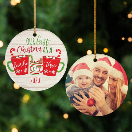 First Christmas As a Family of 3 Photo Christmas Ornament created by ORNAMENT SHOP