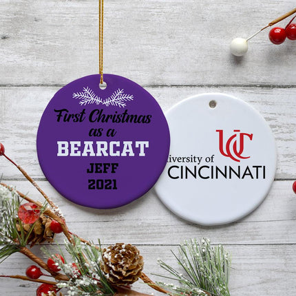 First Christmas As Personalized Ceramic Round Ornament - COLOR - Purple created by ORNAMENT SHOP