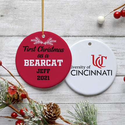 First Christmas As Personalized Ceramic Round Ornament - COLOR - Red created by ORNAMENT SHOP