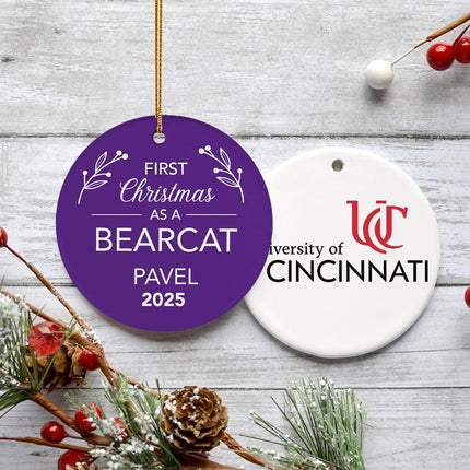 First Christmas College Team Personalized Ceramic Round Ornament - COLOR - Purple created by ORNAMENT SHOP