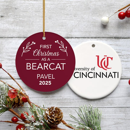 First Christmas College Team Personalized Ceramic Round Ornament - COLOR - Baby Blue created by ORNAMENT SHOP