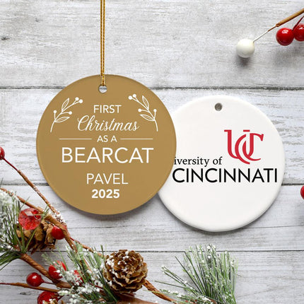 First Christmas College Team Personalized Ceramic Round Ornament - COLOR - Maroon created by ORNAMENT SHOP