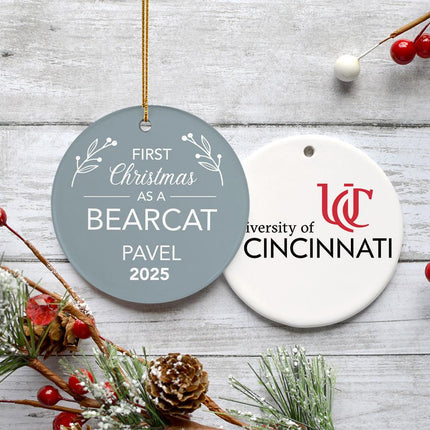 First Christmas College Team Personalized Ceramic Round Ornament - COLOR - Gold created by ORNAMENT SHOP