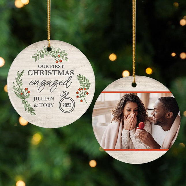 First Christmas Engaged Christmas Ornament created by ORNAMENT SHOP