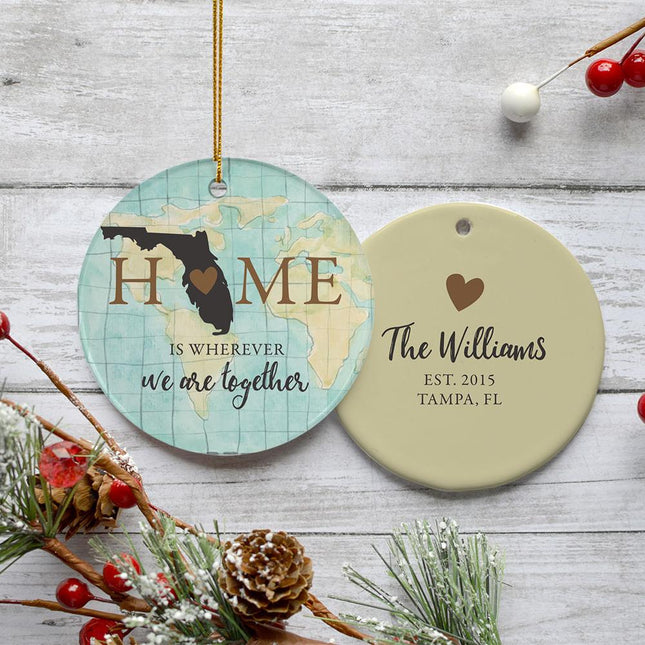 Florida Home Christmas Ornament - DESIGN - World with Florida Map created by ORNAMENT SHOP