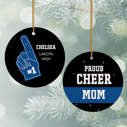 Foam Finger Cheer Fan Personalized Ceramic Round Ornament - COLOR - Yellow created by ORNAMENT SHOP