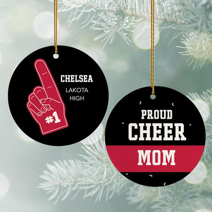 Foam Finger Cheer Fan Personalized Ceramic Round Ornament - COLOR - Navy created by ORNAMENT SHOP