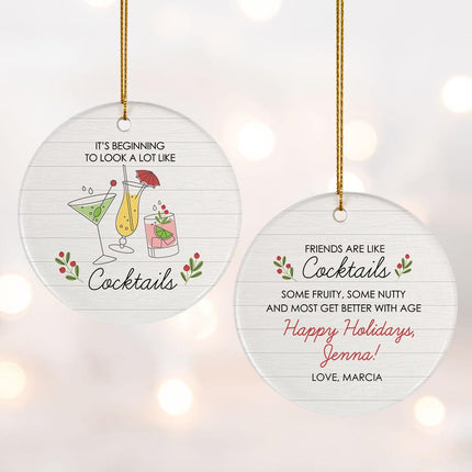 Friends & Cocktails Christmas Ornament - DESIGN - White Background created by ORNAMENT SHOP