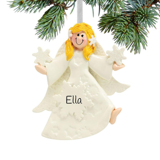Glitter Snowflake Angel Christmas Ornament - HAIR COLOR - Blonde created by RUDOLPH AND ME and designed by Ornament Shop