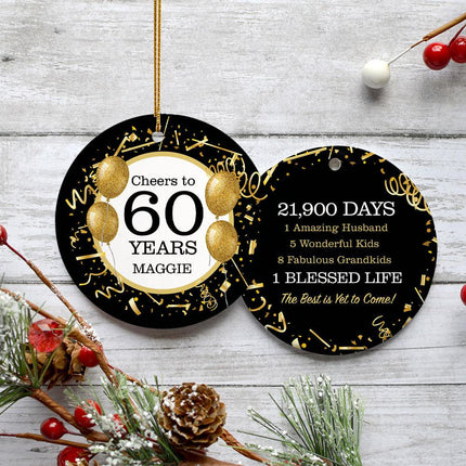 Gold Balloons 50th, 60th or 70th Personalized Ceramic Round Ornament - YEARS - 60 Years created by ORNAMENT SHOP
