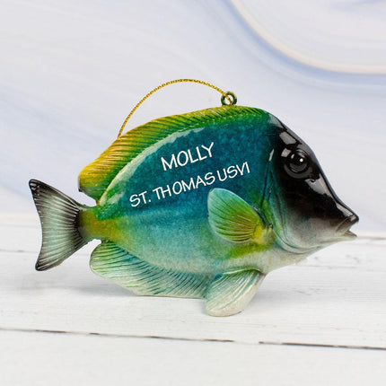 Golden Reef Butterflyfish Personalized Christmas Ornament - COLOR - Gold created by ORNAMENT SHOP