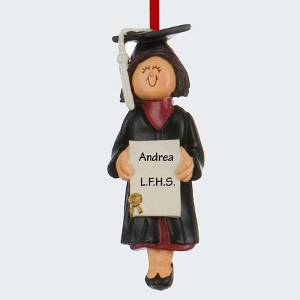 Graduate Personalized Christmas Ornament - HAIR COLOR - Brunette created by ORNAMENT SHOP