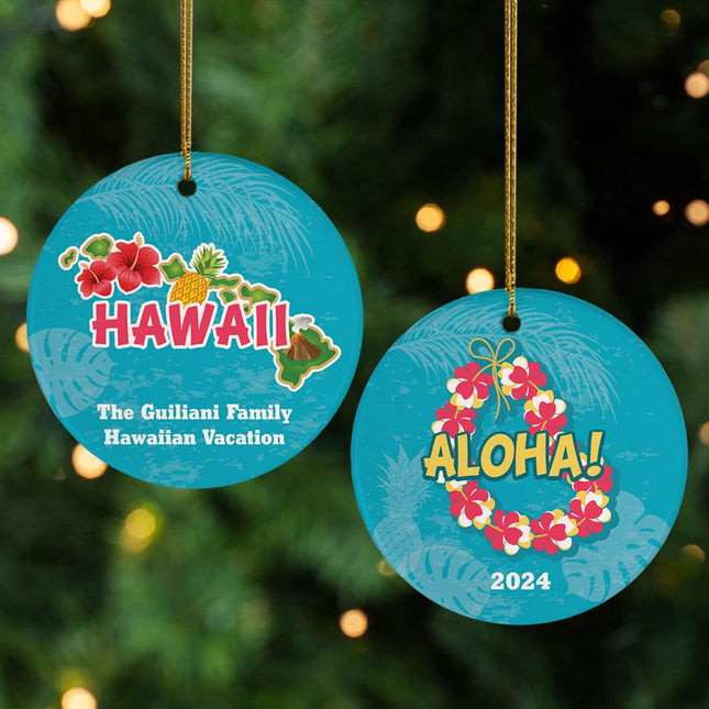 Hawaii Christmas Ornament - DESIGN - Blue Background created by ORNAMENT SHOP
