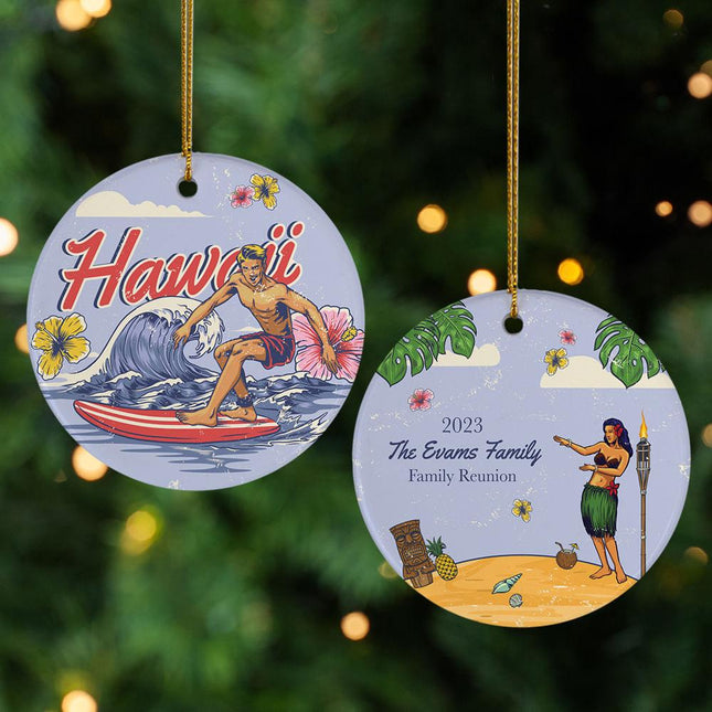 Hawaii Christmas Ornament - DESIGN - Lilac Background created by ORNAMENT SHOP