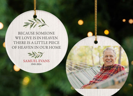Heaven Memorial Personalized Photo Ceramic Round Ornament
