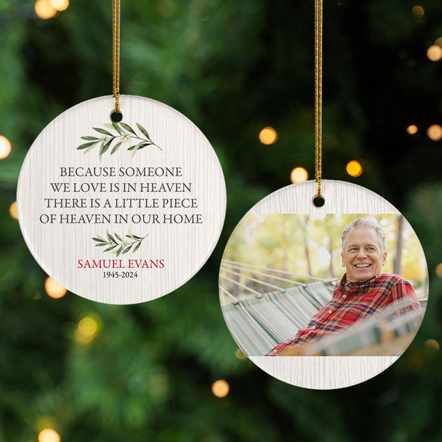 Heaven Memorial Personalized Photo Ceramic Round Ornament