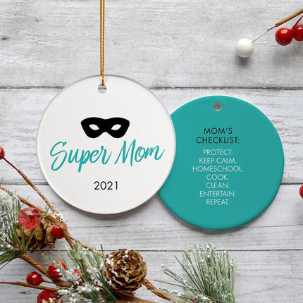 Mother's Day Personalized Photo Ceramic Round Ornament - DESIGN - Blue & White created by ORNAMENT SHOP