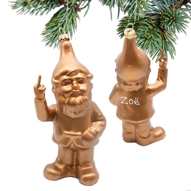 Naughty Gnome Gold Christmas Ornament created by ORNAMENT SHOP