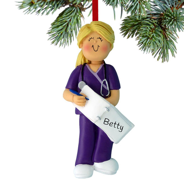 Nurse, EMT, or Physician Assistant Personalized Ornament - HAIR COLOR - Blonde created by ORNAMENT SHOP