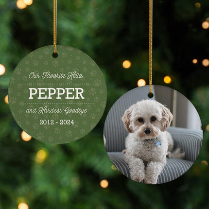 Pet Goodbye Memorial Personalize Ceramic Round Ornament - COLOR - Green created by ORNAMENT SHOP