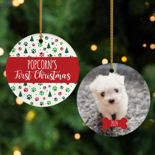 Pet's First Christmas Christmas Ornament - COLOR - Red created by ORNAMENT SHOP