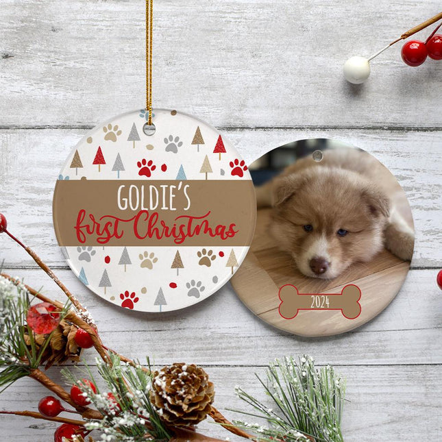 Pet's First Christmas Christmas Ornament - COLOR - Gold created by ORNAMENT SHOP