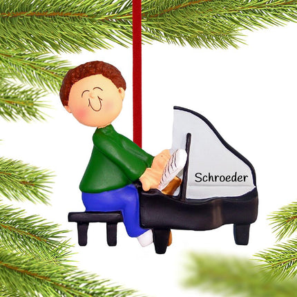 Piano Player Personalized or Female Christmas Ornament - GENDER & HAIR COLOR - Male/ Brunette created by ORNAMENT SHOP