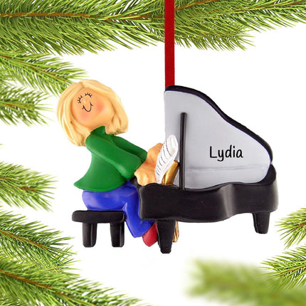 Piano Player Personalized or Female Christmas Ornament - GENDER & HAIR COLOR - Female/ Blonde created by ORNAMENT SHOP