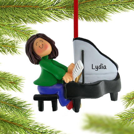 Piano Player Personalized or Female Christmas Ornament - GENDER & HAIR COLOR - Female/ Brunette created by ORNAMENT SHOP