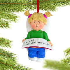 Potty Training Girl or Boy Personalized Ornament - GENDER & HAIR COLOR - Blonde Girl created by ORNAMENT SHOP