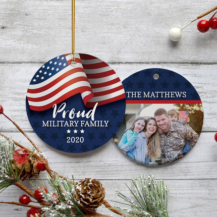 Proud Military Family Personalized Ceramic Round Ornament created by ORNAMENT SHOP