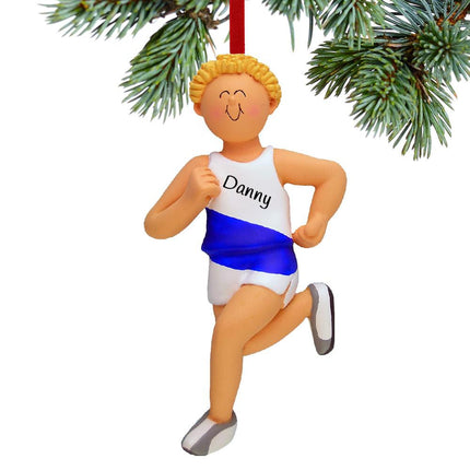 Runner Male of Female Personalized Christmas Ornament - HAIR COLOR - Blonde Male created by ORNAMENT SHOP