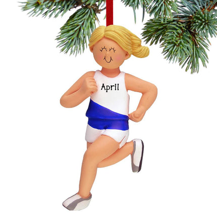 Runner Male of Female Personalized Christmas Ornament - HAIR COLOR - Blonde Female created by ORNAMENT SHOP