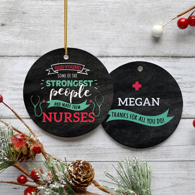 Strongest People Are Nurses Christmas Ornament - DESIGN - Green Banner created by ORNAMENT SHOP