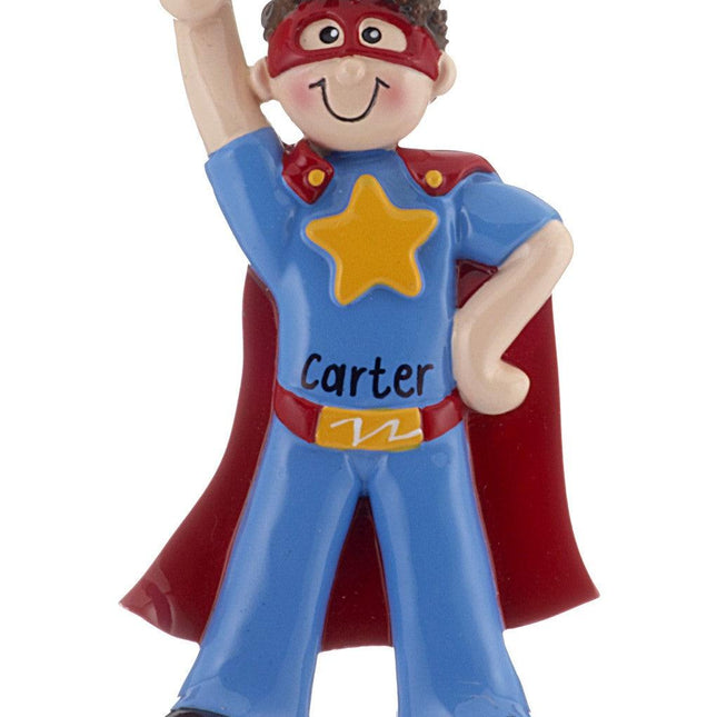Superhero Personalized Ornament With Boy or Girl - GENDER & HAIR COLOR - Boy Brunette created by ORNAMENT SHOP
