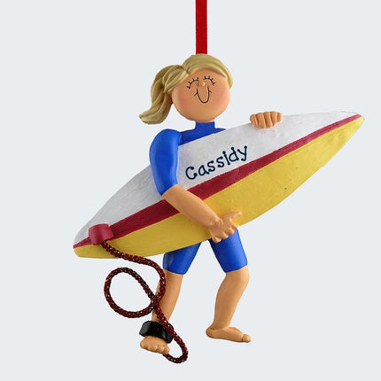 Surfer Personalized Ornament - Male or Female - GENDER & HAIR COLOR - Blond Male created by ORNAMENT SHOP