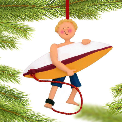 Surfer Personalized Ornament - Male or Female - GENDER & HAIR COLOR - Blonde Female created by ORNAMENT SHOP