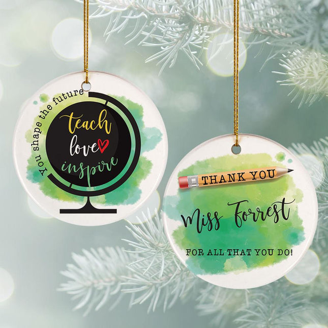 Teacher Appreciation Personalized Ceramic Round Ornament - DESIGN - Word Atlas created by ORNAMENT SHOP