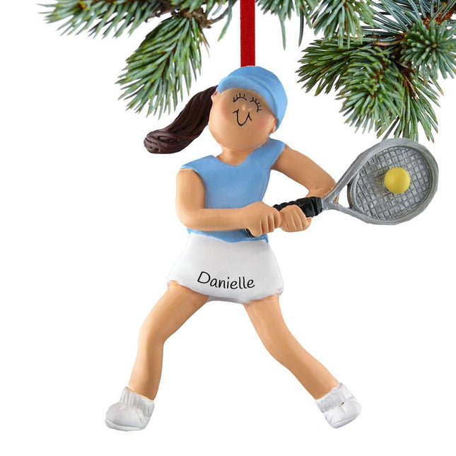 Tennis Player Girl Christmas Ornament - CHOOSE - Brunette created by ORNAMENT SHOP