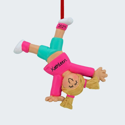 Tumbling or Cartwheel Boy or Girl Personalized Ornament - GENDER & HAIR COLOR - Blonde Girl created by ORNAMENT SHOP