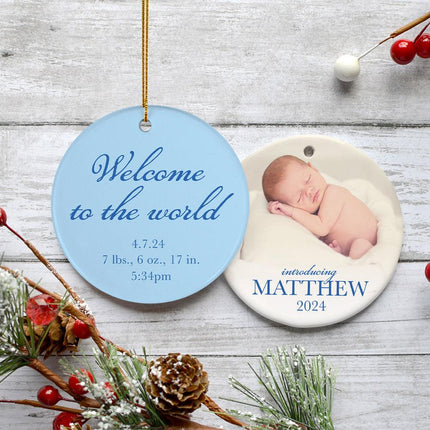 Welcome Baby Christmas Ornament - DESIGN - Light Blue created by ORNAMENT SHOP