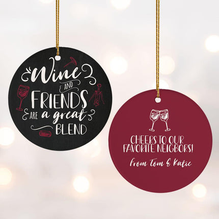 Wine & Friends Christmas Ornament - DESIGN - No Photo - Cheers created by ORNAMENT SHOP
